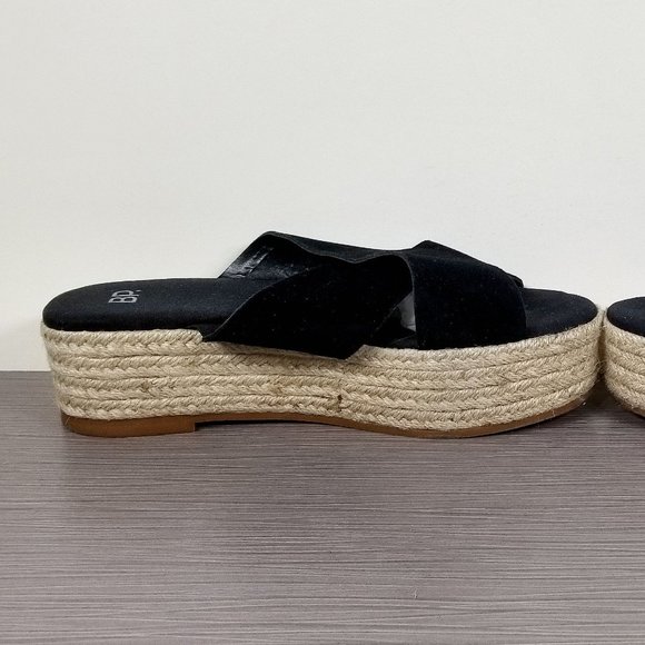 BP Criss Cross Strap Platform Espadrille Sandal, Black Suede, Womens Size 8.5 M - Picture 6 of 12